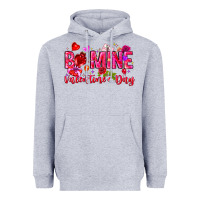 Heather Grey Be Mine Valentines Day Heavyweight Hoodie - CowhideDigitalArt