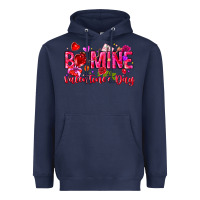 Navy Be Mine Valentines Day Heavyweight Hoodie - CowhideDigitalArt