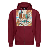 Burgundy hail hustler and nail art hands with glitter polish seamless pattern b Zipper Hoodie - BundleAndBundleShop