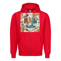Red hail hustler and nail art hands with glitter polish seamless pattern b Zipper Hoodie - BundleAndBundleShop