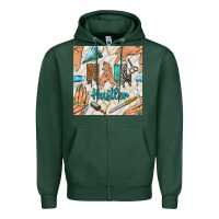 Sports Green hail hustler and nail art hands with glitter polish seamless pattern b Zipper Hoodie - BundleAndBundleShop