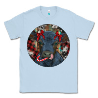 Dusty Blue Black Angus Calf Christmas Classic Tee - RanaPortraitStore