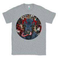 Heather Grey Black Angus Calf Christmas Classic Tee - RanaPortraitStore