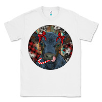 White Black Angus Calf Christmas Classic Tee - RanaPortraitStore