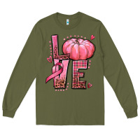 Army Green love cancer pumpkin Long Sleeve Tee - texasbilliewilder