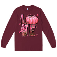 Burgundy love cancer pumpkin Long Sleeve Tee - texasbilliewilder