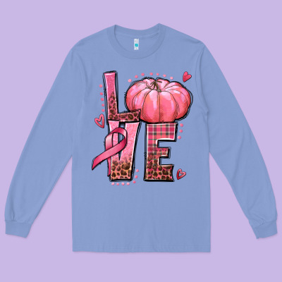 Love Cancer Pumpkin Long Sleeve Tee Designed By Texasbilliewilder