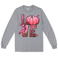 Heather Grey love cancer pumpkin Long Sleeve Tee - texasbilliewilder