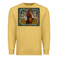 Antique Gold Western Horse Mouse Pad Premium Sweatshirt - CowhideDigitalArt