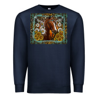 Navy Western Horse Mouse Pad Premium Sweatshirt - CowhideDigitalArt