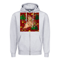 Heather Grey christmas nails and trees with leopard and plaid seamless pattern bbs Zipper Hoodie - BundleAndBundleShop