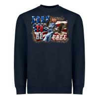 Navy Born to be free Heavyweight Sweatshirt - CowGirlArtShop