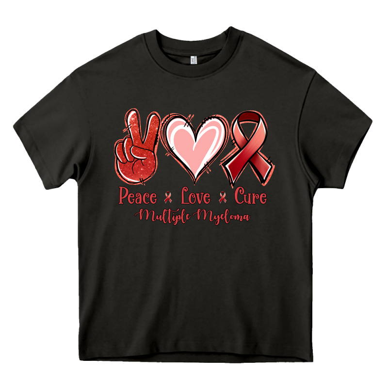 Peace Love Cure Multiple Myeloma Heavy Core Tee by NancyCooperArtShop | Teevron