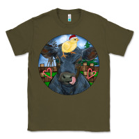 Army Green Black Angus Cattle with Santa Chick Christmas Classic Tee - RanaPortraitStore