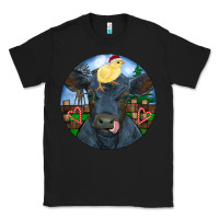 Black Black Angus Cattle with Santa Chick Christmas Classic Tee - RanaPortraitStore