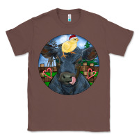 Chestnut Black Angus Cattle with Santa Chick Christmas Classic Tee - RanaPortraitStore