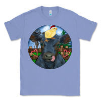 Colony Blue Black Angus Cattle with Santa Chick Christmas Classic Tee - RanaPortraitStore