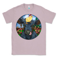 Lilac Black Angus Cattle with Santa Chick Christmas Classic Tee - RanaPortraitStore