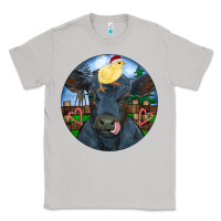 Moon Dust Black Angus Cattle with Santa Chick Christmas Classic Tee - RanaPortraitStore