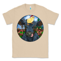 Mushroom Black Angus Cattle with Santa Chick Christmas Classic Tee - RanaPortraitStore