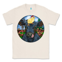 Natural Black Angus Cattle with Santa Chick Christmas Classic Tee - RanaPortraitStore