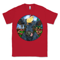 Red Black Angus Cattle with Santa Chick Christmas Classic Tee - RanaPortraitStore