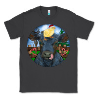 Smoke Black Angus Cattle with Santa Chick Christmas Classic Tee - RanaPortraitStore