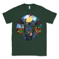 Sports Green Black Angus Cattle with Santa Chick Christmas Classic Tee - RanaPortraitStore