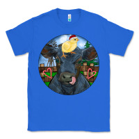 True Royal Black Angus Cattle with Santa Chick Christmas Classic Tee - RanaPortraitStore