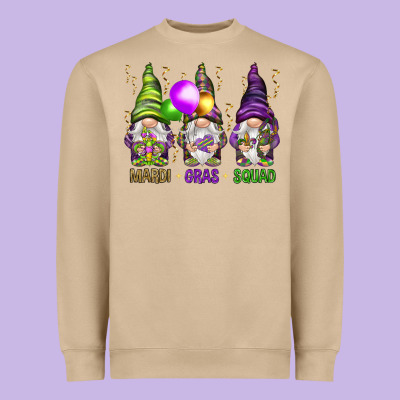 Mardi Gras Squad With Gnomies Heavyweight Sweatshirt Designed By Howdyjamesfarm