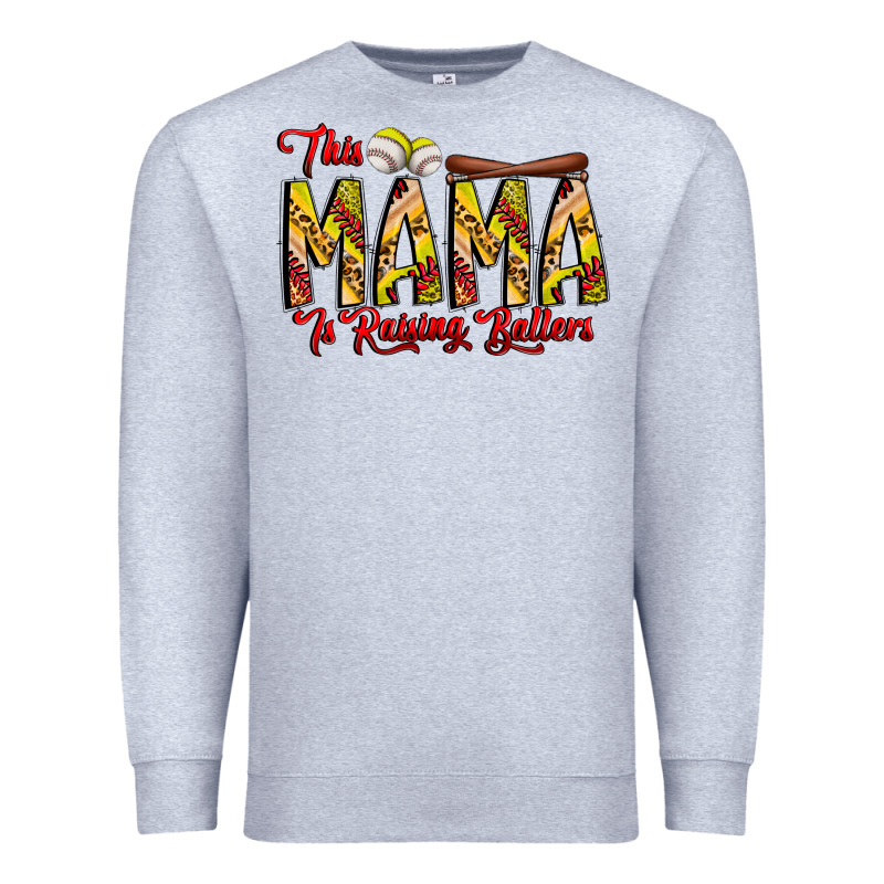 This Mama Is Raising Ballers Softball And Baseball Premium Sweatshirt by CowhideDigitalArt | Teevron