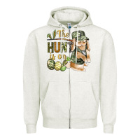 Oatmeal Heather The Hunt Is On Zipper Hoodie - BundleAndBundleShop