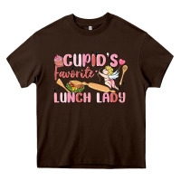 Chocolate Brown cupid's favorite lunch lady Heavy Core Tee - MaliasSmallBusiness