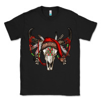 Black Western Christmas Bull Skull Classic Tee - RanaPortraitStore