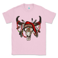 Bubblegum Pink Western Christmas Bull Skull Classic Tee - RanaPortraitStore