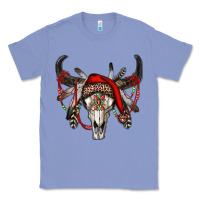 Colony Blue Western Christmas Bull Skull Classic Tee - RanaPortraitStore