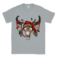 Heather Grey Western Christmas Bull Skull Classic Tee - RanaPortraitStore