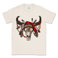 Natural Western Christmas Bull Skull Classic Tee - RanaPortraitStore