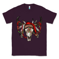 Plum Western Christmas Bull Skull Classic Tee - RanaPortraitStore