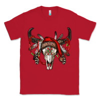 Red Western Christmas Bull Skull Classic Tee - RanaPortraitStore