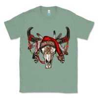Sage Western Christmas Bull Skull Classic Tee - RanaPortraitStore