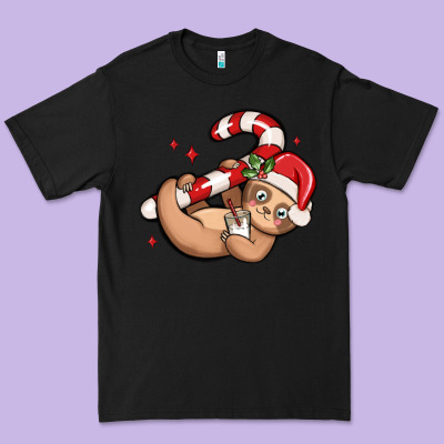 Cute Christmas Sloth Premium Tee Designed By Maliassmallbusiness