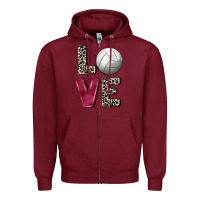 Burgundy love volleyball Zipper Hoodie - FaDigitalArtStudio