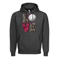 Charcoal Heather love volleyball Zipper Hoodie - FaDigitalArtStudio
