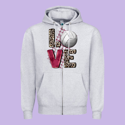 Love Volleyball Zipper Hoodie Designed By Fadigitalartstudio