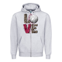 Heather Grey love volleyball Zipper Hoodie - FaDigitalArtStudio