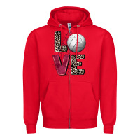 Red love volleyball Zipper Hoodie - FaDigitalArtStudio