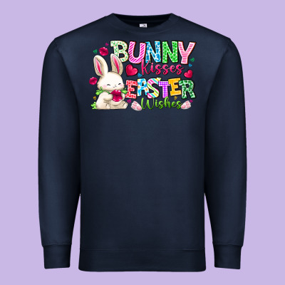 Bunny Kisses Easter Wishes Premium Sweatshirt Designed By Cowhidedigitalart