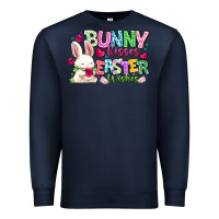 Navy Bunny Kisses Easter Wishes Premium Sweatshirt - CowhideDigitalArt