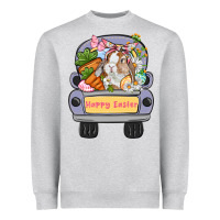 Heather Grey Happy Easter bunny truck Easter Day Heavyweight Sweatshirt - CowGirlArtShop